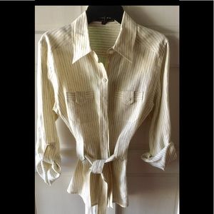 Jenne Mac 100% Linen Blouse with belt.